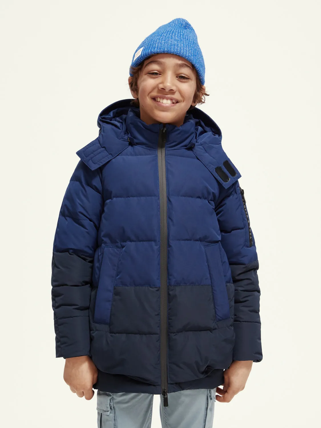 Kids - Mid-length water repellent padded jacket