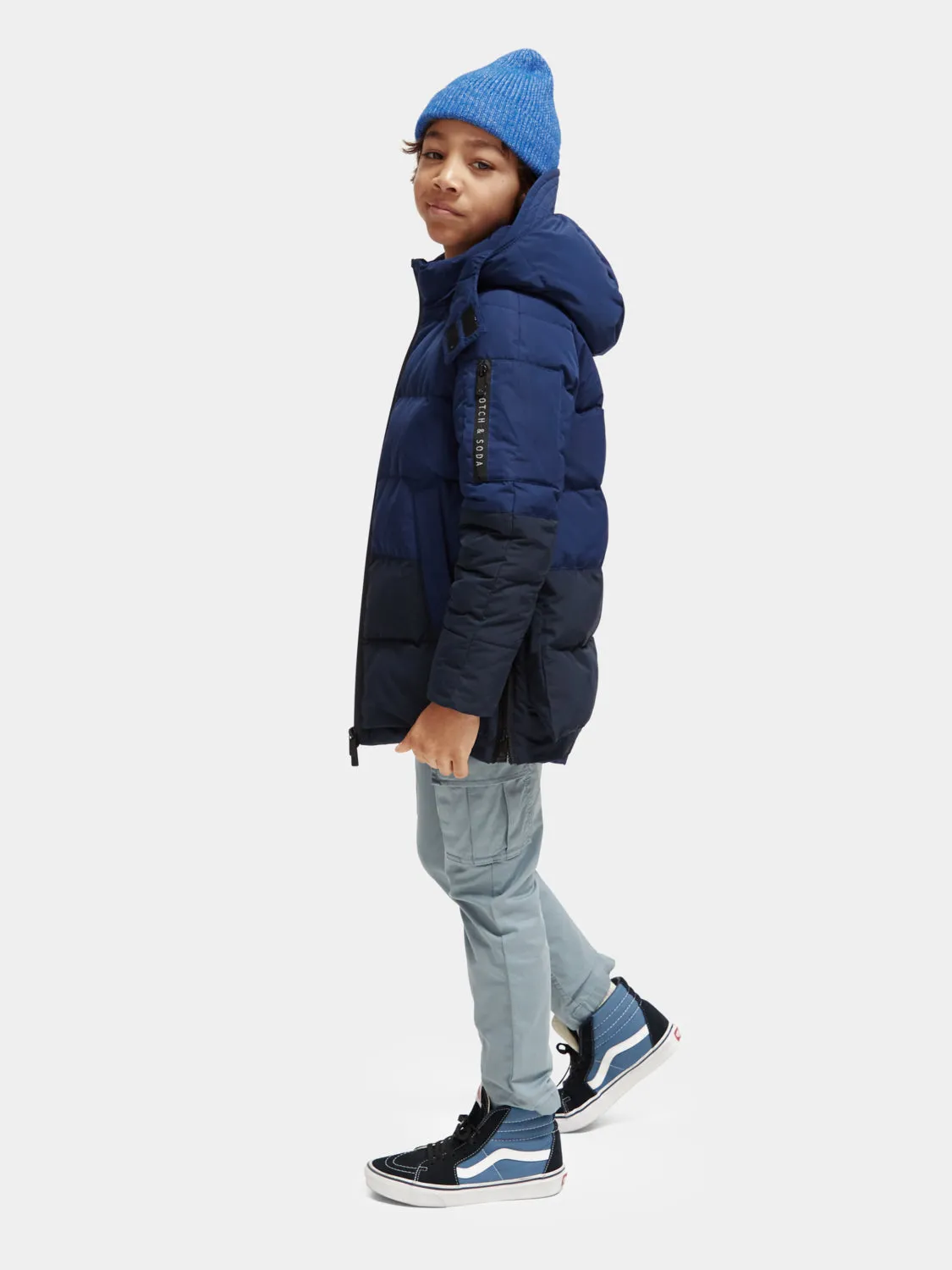 Kids - Mid-length water repellent padded jacket