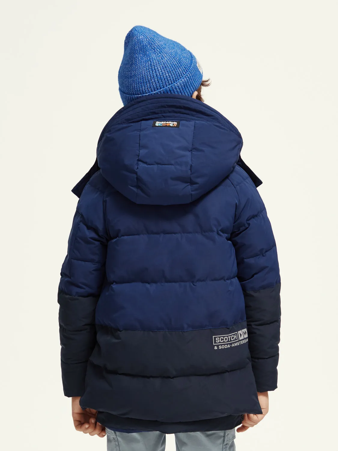 Kids - Mid-length water repellent padded jacket