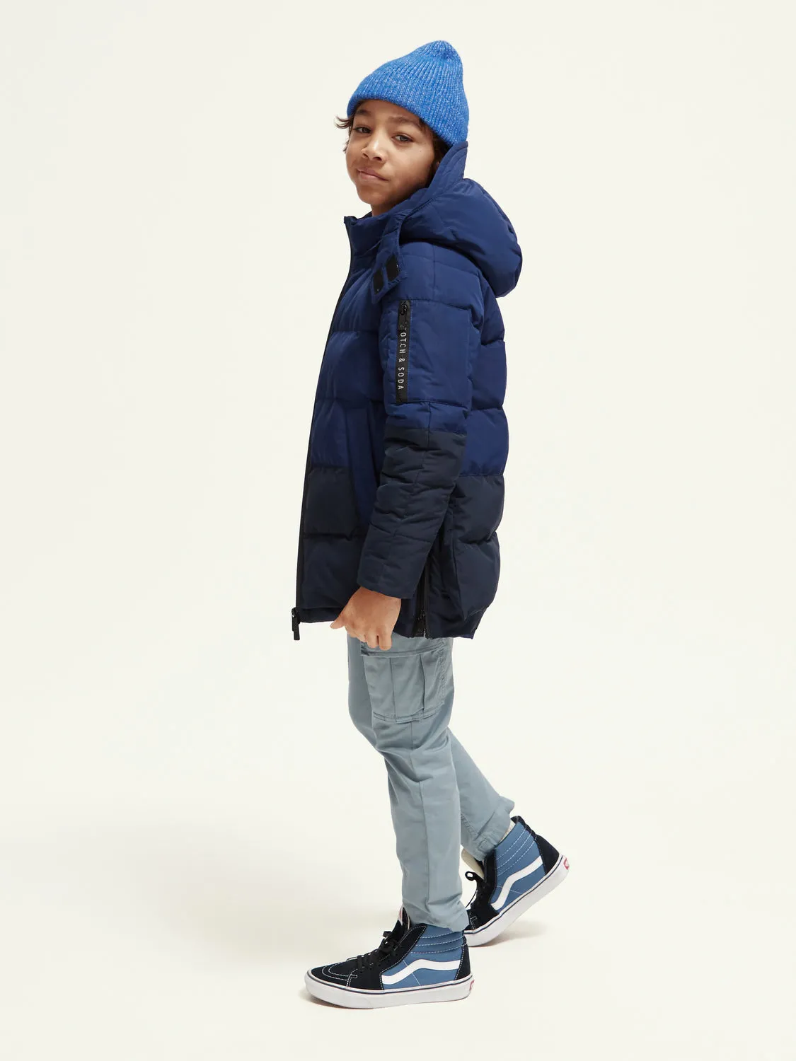 Kids - Mid-length water repellent padded jacket