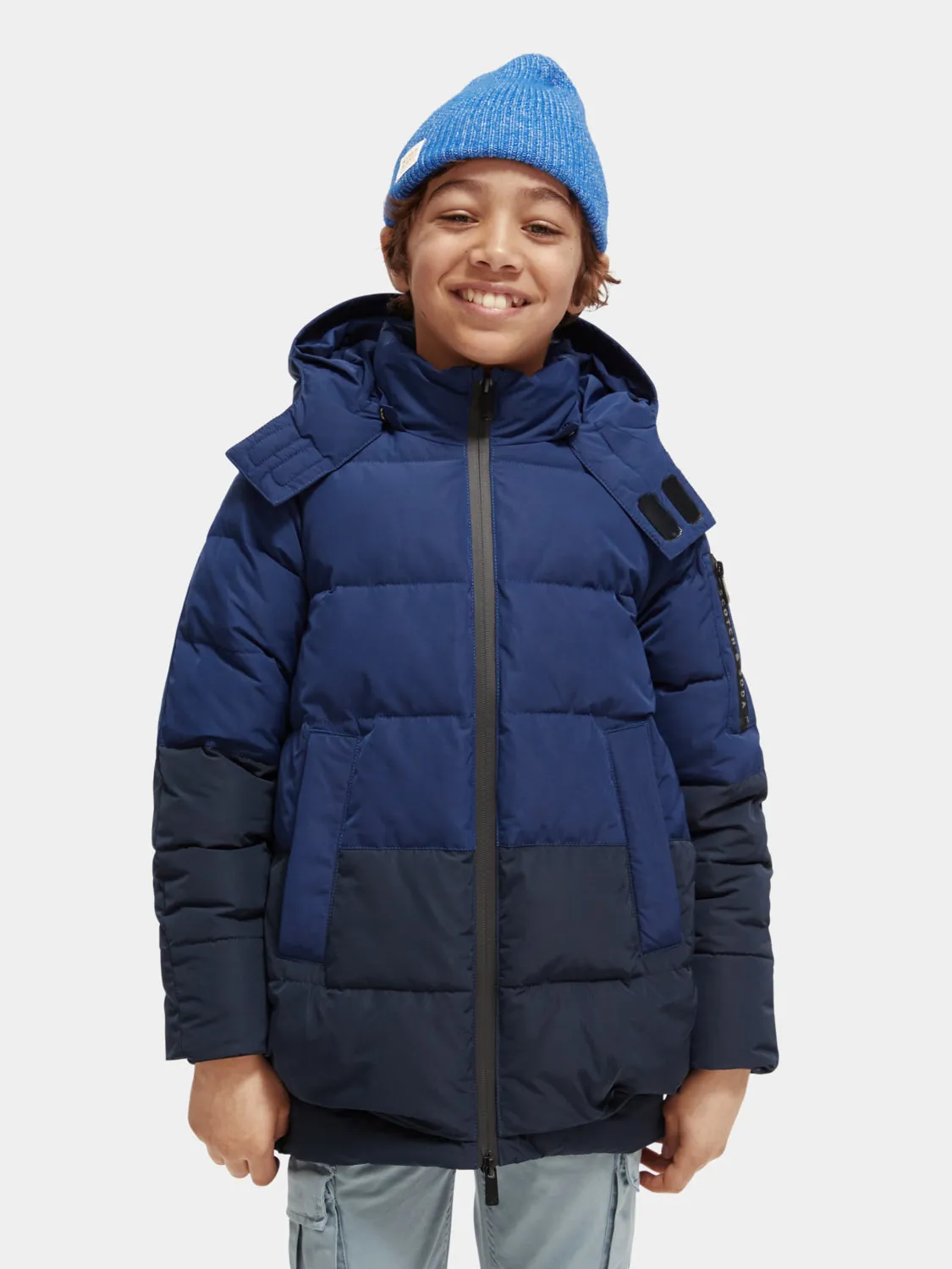 Kids - Mid-length water repellent padded jacket