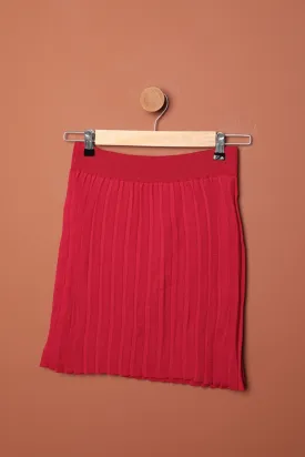 KKT Knitwear Women's Pleated Skirt-Red - Brescia