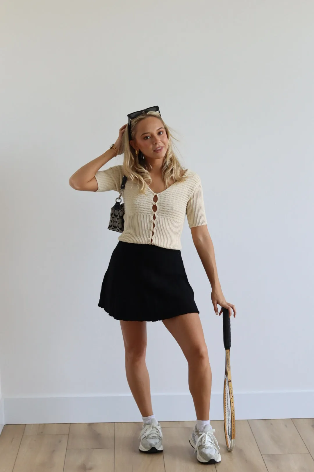 Knit Pleated Mini Skirt