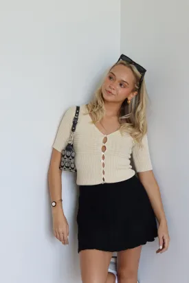 Knit Pleated Mini Skirt