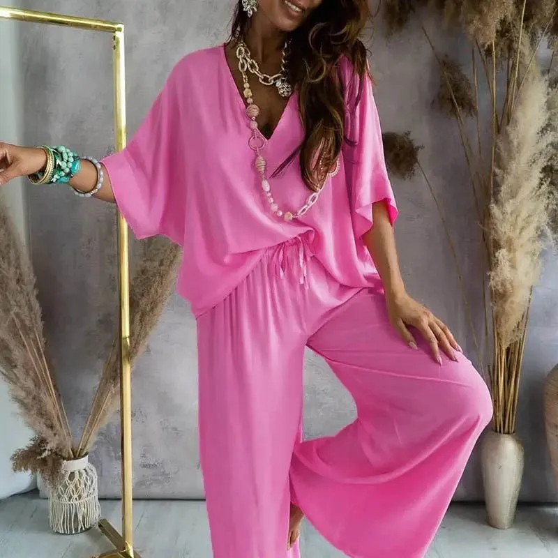 KNOWING ME Two Piece Drawstring Pants Set