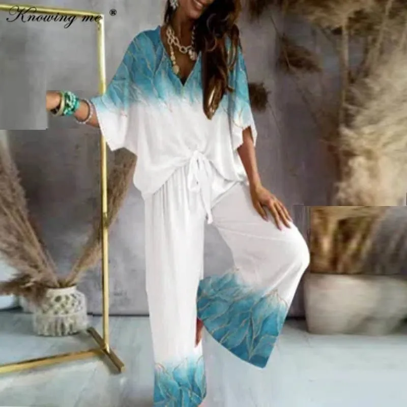 KNOWING ME Two Piece Drawstring Pants Set