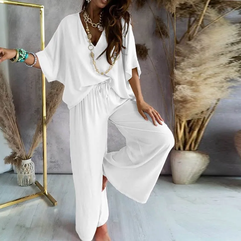 KNOWING ME Two Piece Drawstring Pants Set