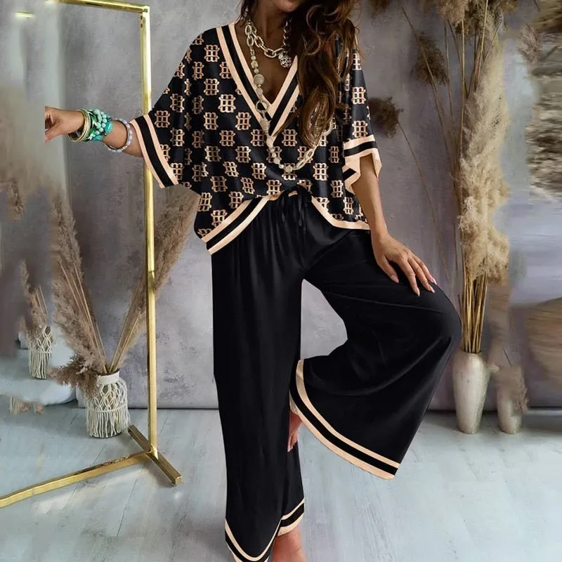 KNOWING ME Two Piece Drawstring Pants Set