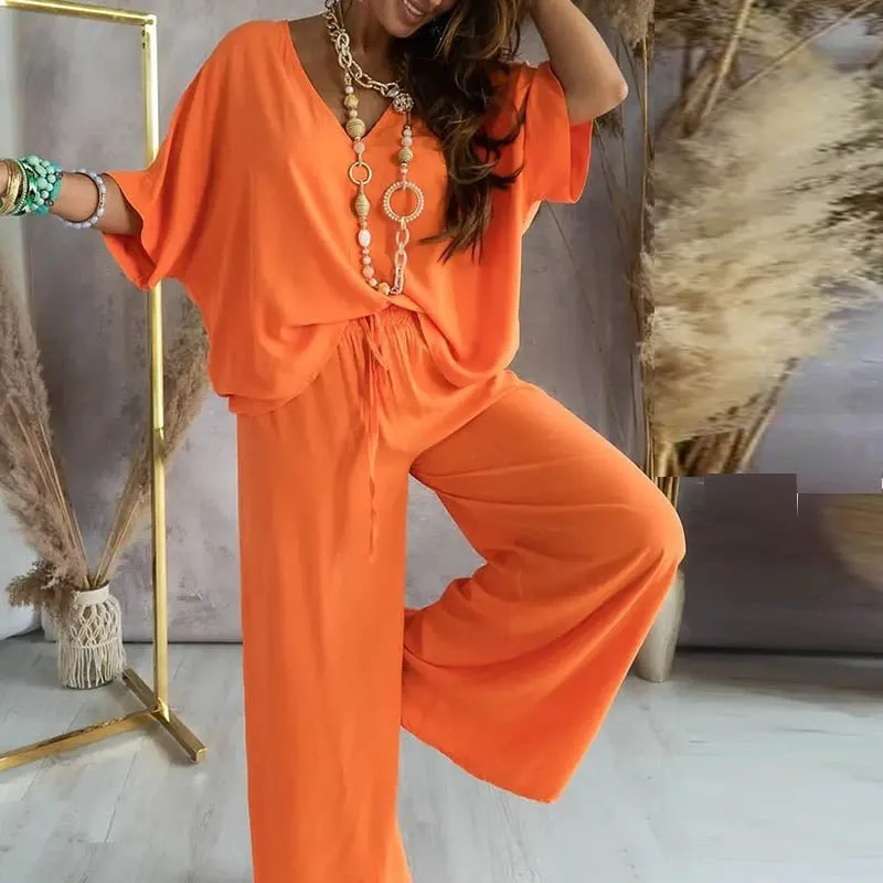 KNOWING ME Two Piece Drawstring Pants Set