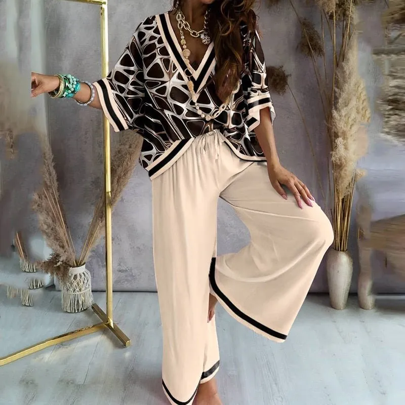 KNOWING ME Two Piece Drawstring Pants Set
