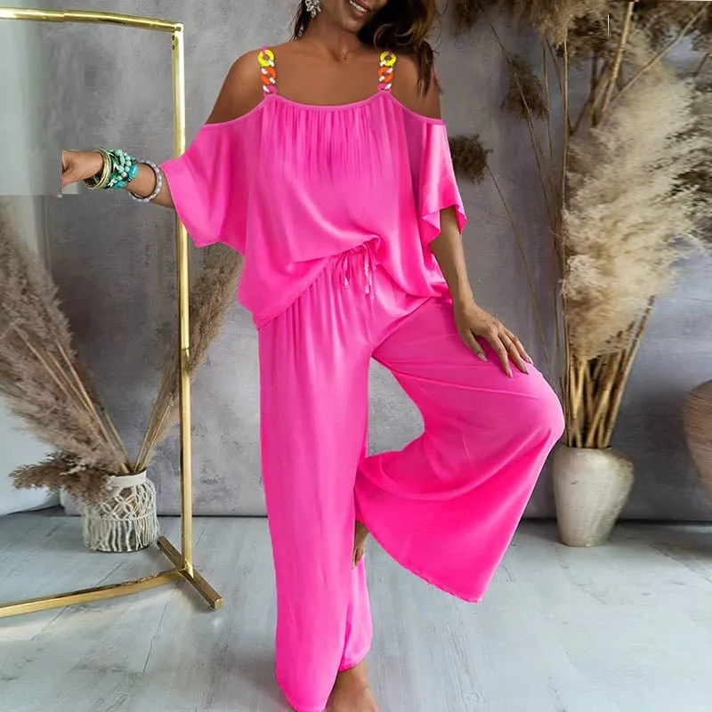 KNOWING ME Two Piece Drawstring Pants Set