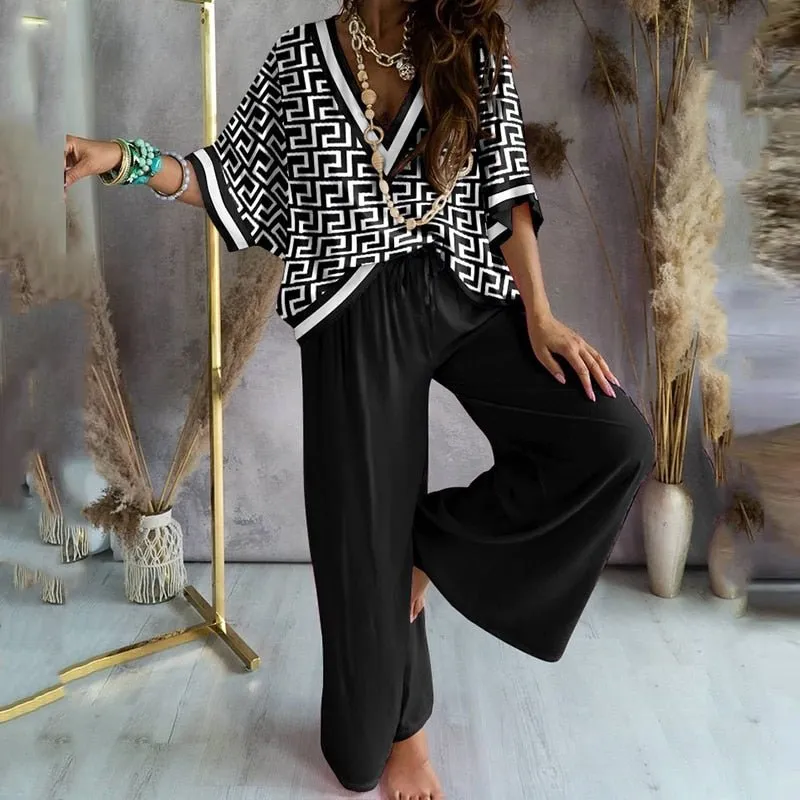 KNOWING ME Two Piece Drawstring Pants Set