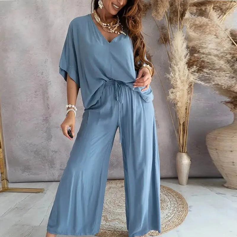 KNOWING ME Two Piece Drawstring Pants Set