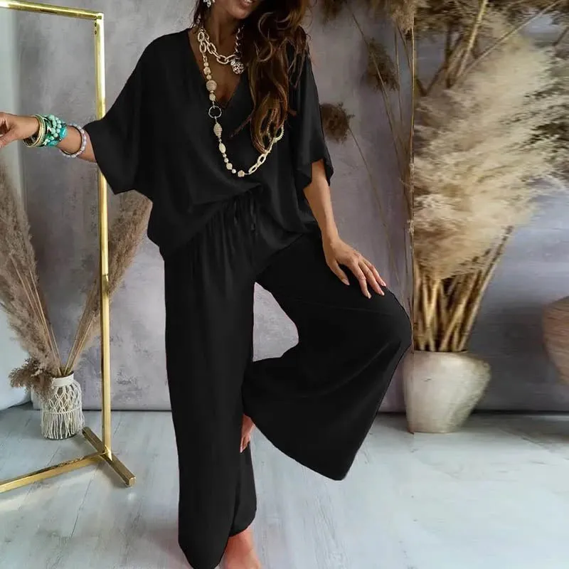 KNOWING ME Two Piece Drawstring Pants Set