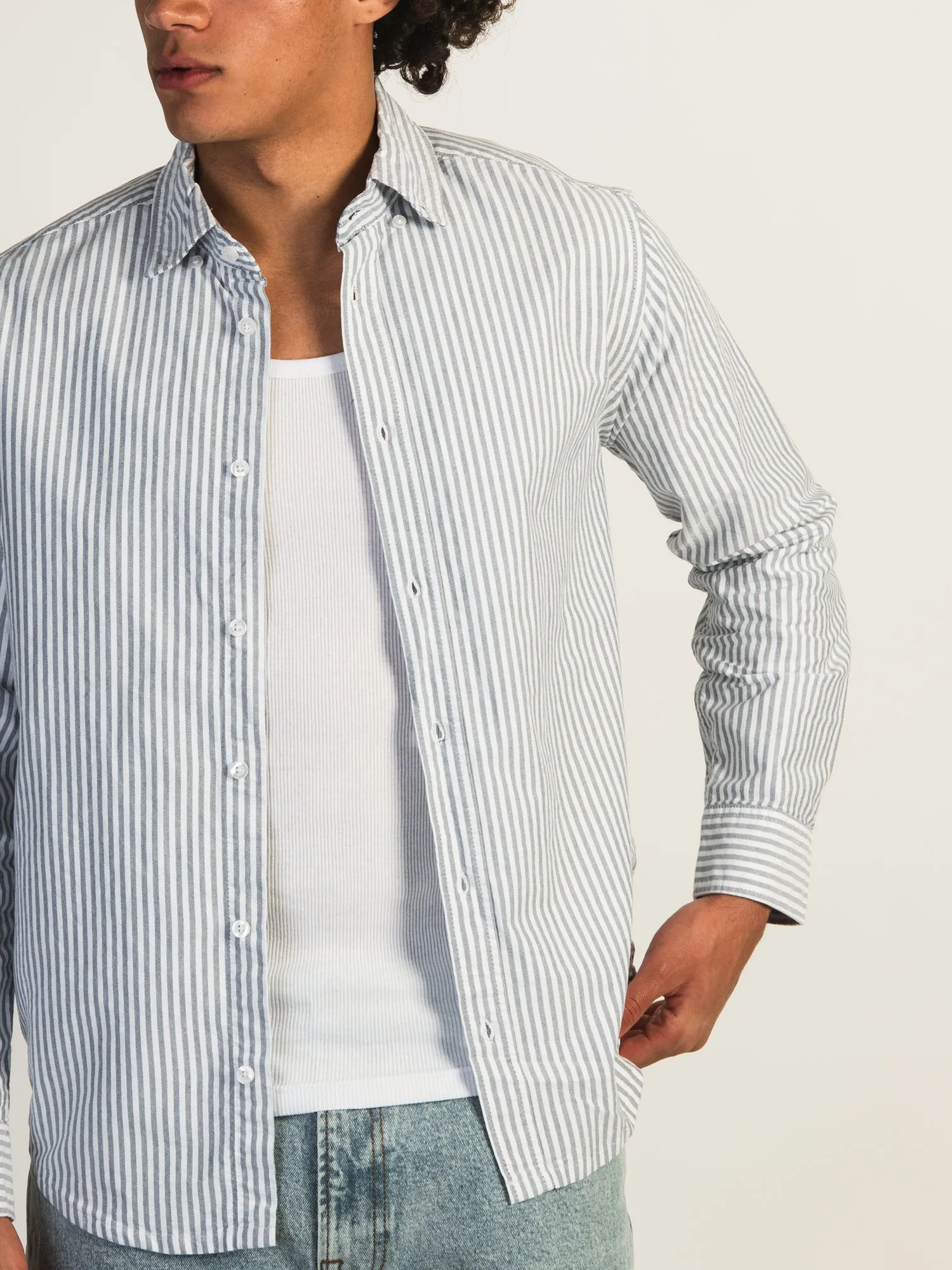 KOLBY STRIPED OXFORD SHIRT - BLUE
