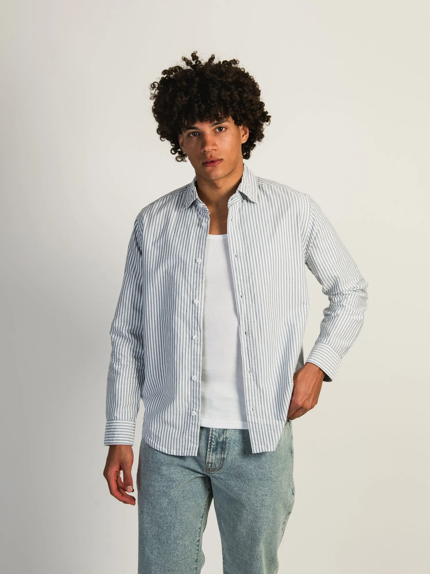 KOLBY STRIPED OXFORD SHIRT - BLUE