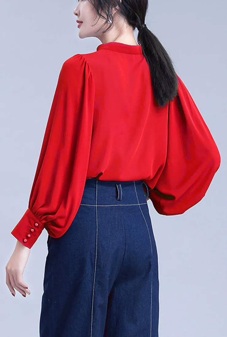 Lantern Long Sleeve Chiffon Blouse