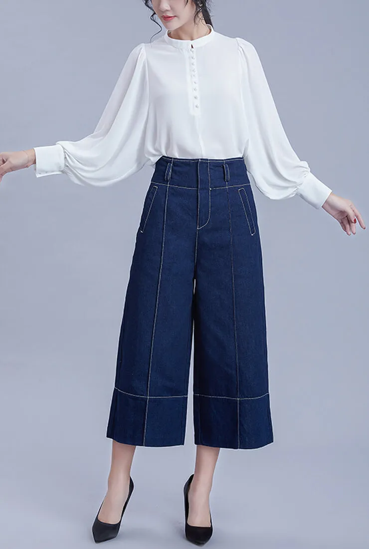 Lantern Long Sleeve Chiffon Blouse
