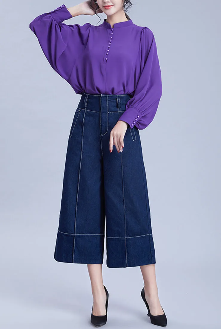 Lantern Long Sleeve Chiffon Blouse