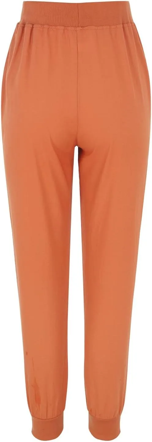 Linen Tapered Pants Women Drawstring Elastic Waist Casual Trousers with Pockets Straight Leg Loose Comfy Sweatpants