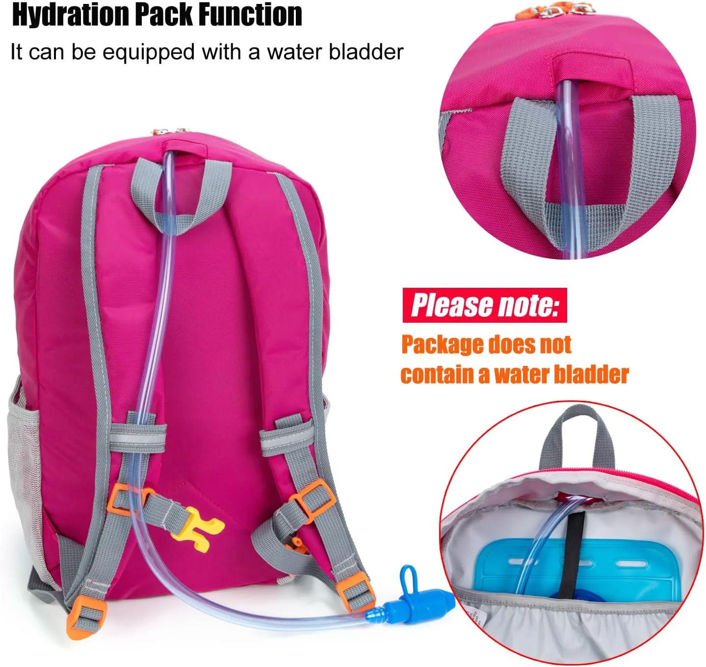 Little Kids Hiking Backpack for Boys or Girls, Small Daypack for Camping or Travel (Rose, Medium)