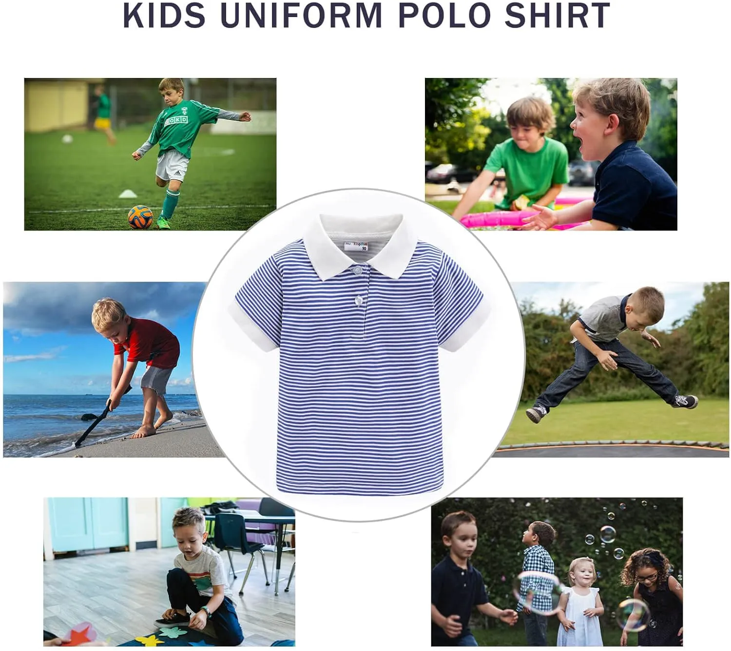 LittleSpring Boys Girls Polo Shirt School Uniform Short Sleeve Pique Polo T Shirt for Kids