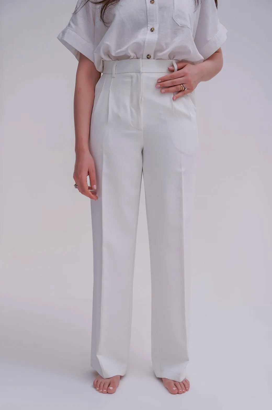 LONG FORMAL STRAIGHT TROUSERS