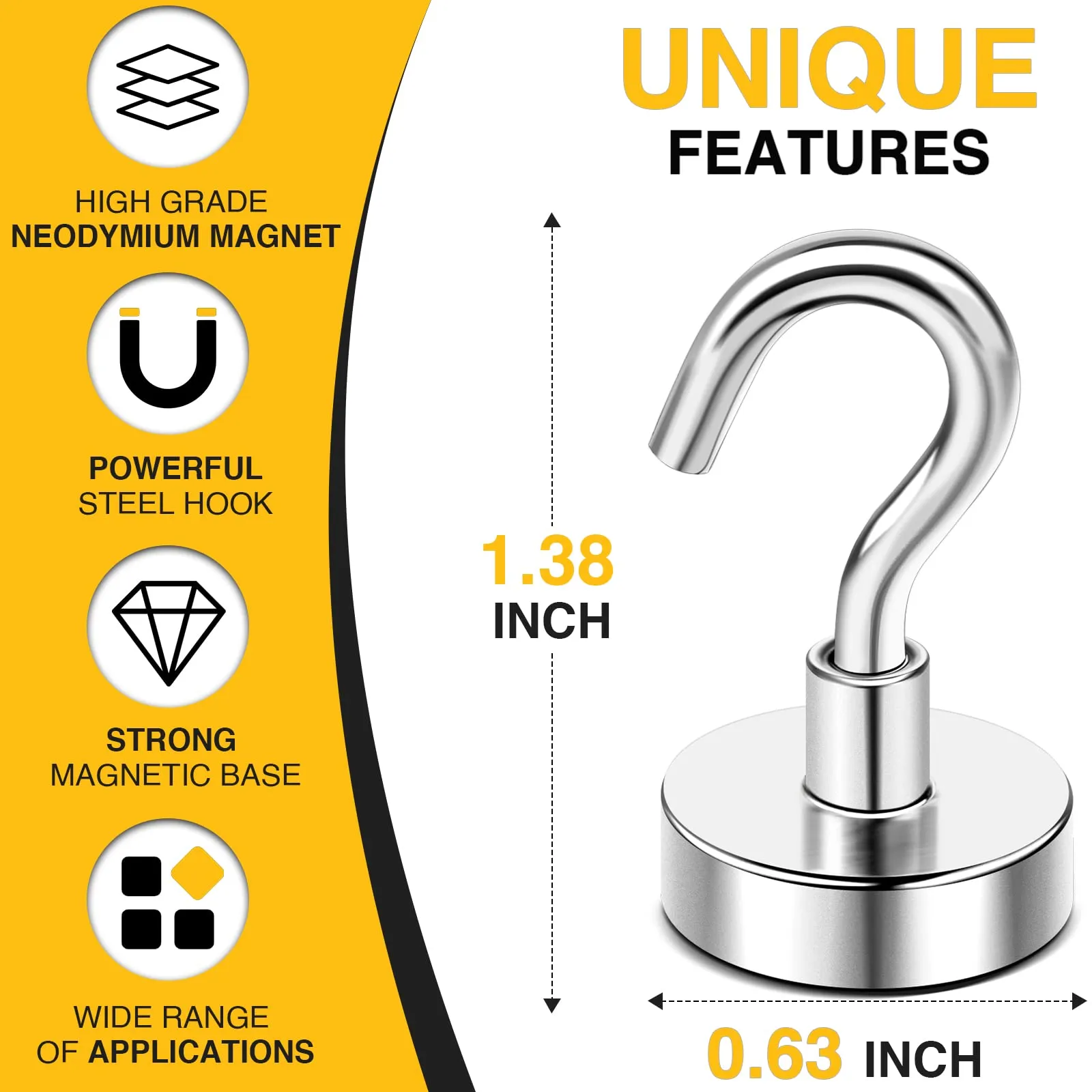 Magnetic Hooks, Strong Neodymium Magnet Hook for Home, Kitchen, Workplace, Office and Garage, Pack of 28