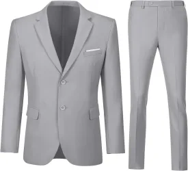 Men's Slim Fit 2 Piece Suit Set,Two Button Blazer Jacket Vest Pants Tuxedo Set for Prom Wedding and Business