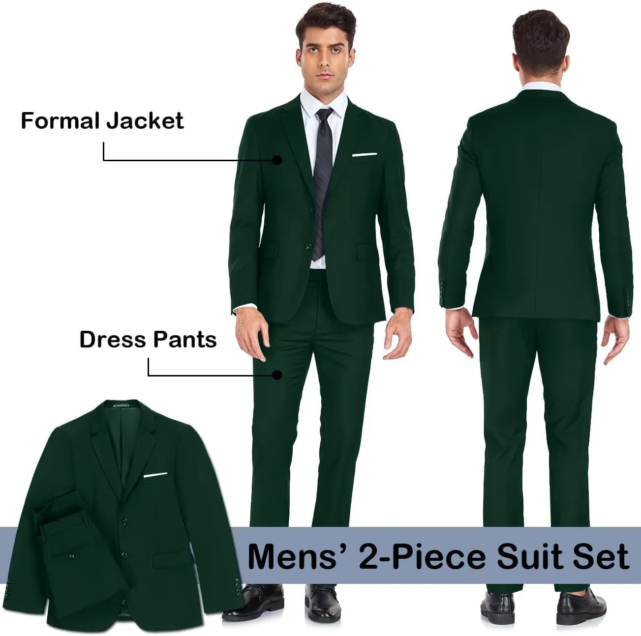 Mens Suit 2 Pieces Suits for Men Slim Fit Blazer Wedding Prom Tuxedo Suit Jacket Pants Set