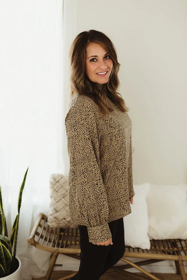 Mock Neck Lantern Sleeve