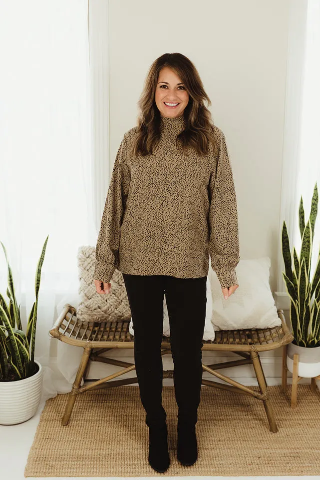Mock Neck Lantern Sleeve