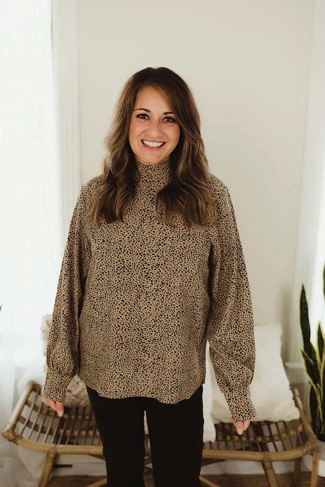 Mock Neck Lantern Sleeve