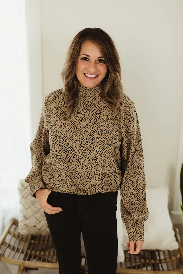 Mock Neck Lantern Sleeve