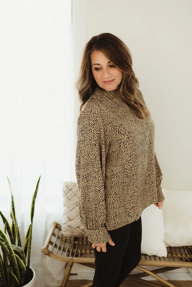 Mock Neck Lantern Sleeve