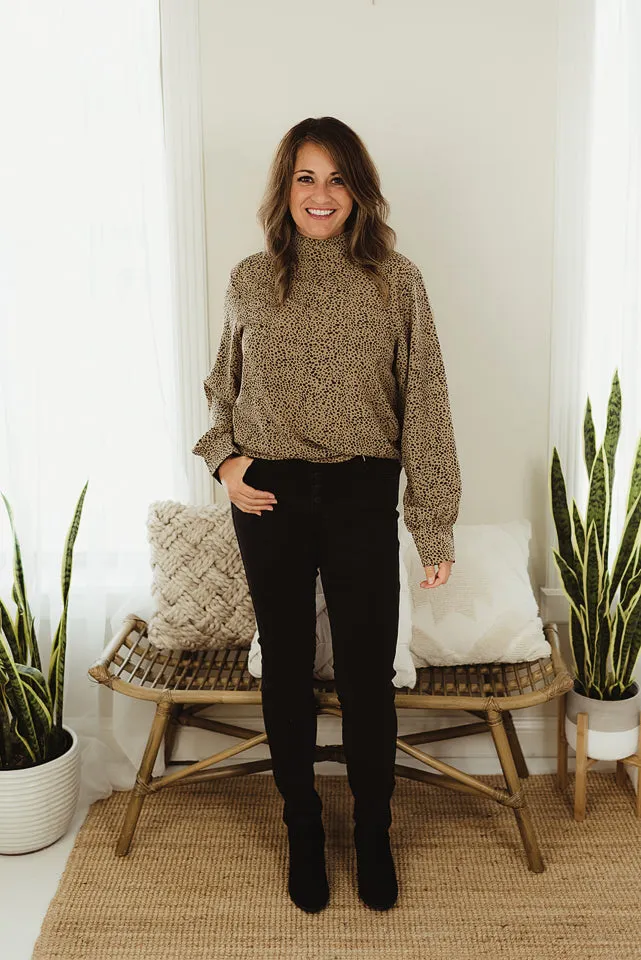 Mock Neck Lantern Sleeve
