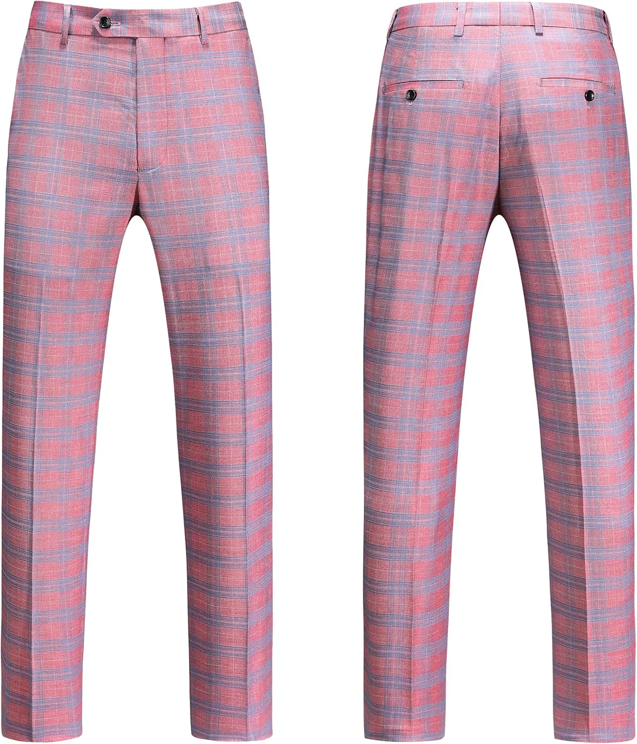 MOGU Men's Plaid Tuxedo Suit - Double Breasted 2-Piece Checkered Set with Suit Jacket and Pants for Prom and Wedding