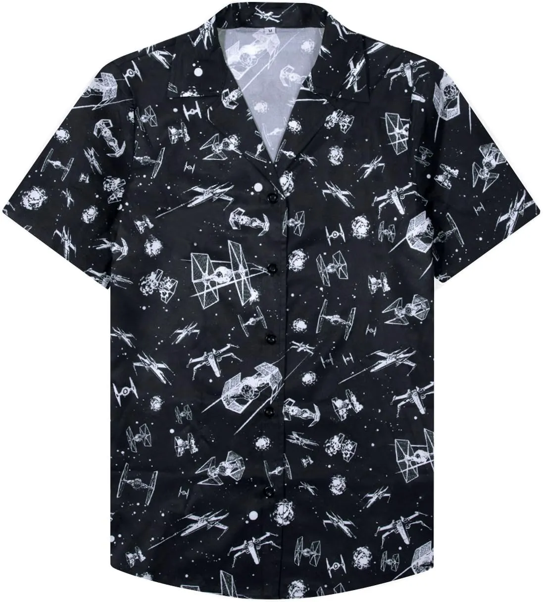 Movie Button Down Shirts Women: Spaceship Hawaii Blouse Oversized Summer Beach Tops Space Battle Movie Lover Gifts Tee