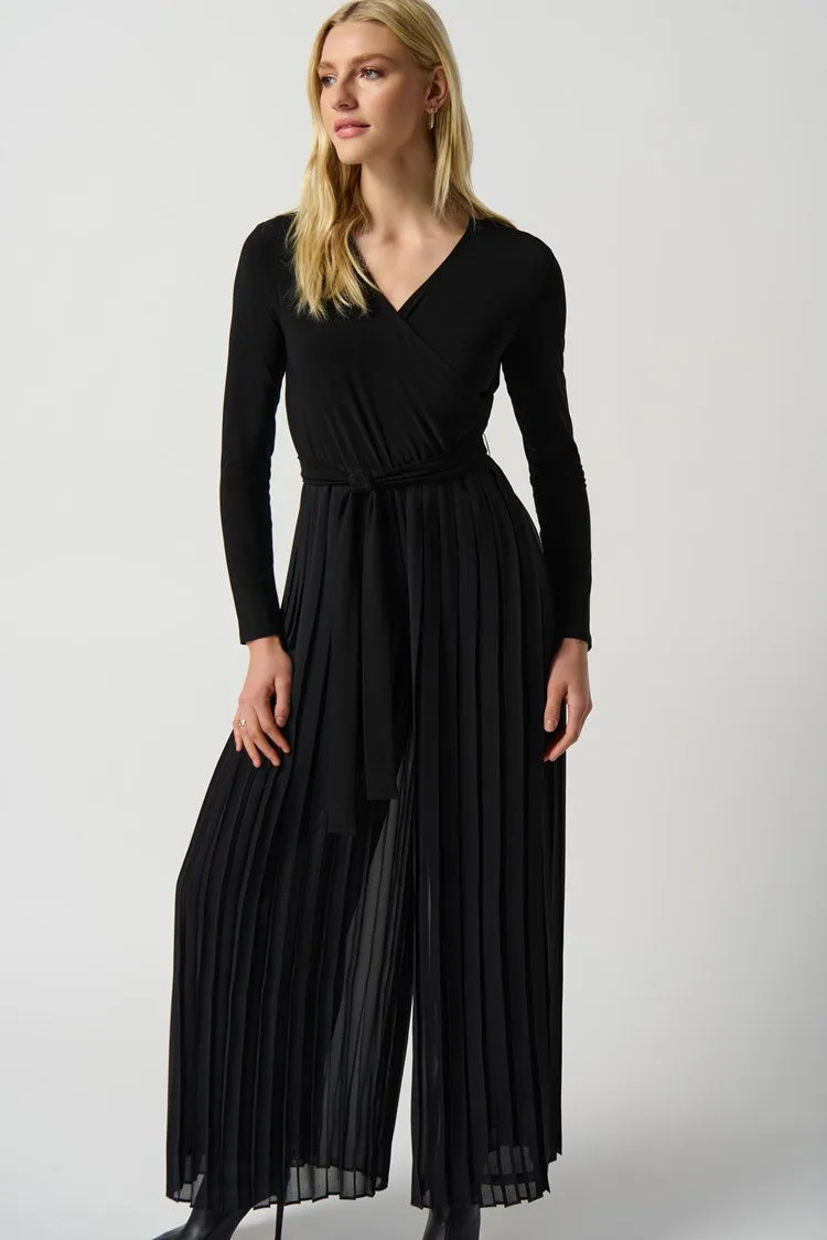 PLEATED CHIFFON WIDE LEG JUMPSUIT 234066
