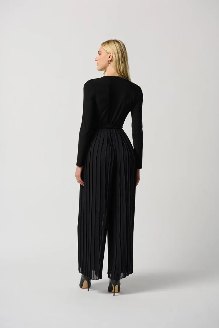 PLEATED CHIFFON WIDE LEG JUMPSUIT 234066