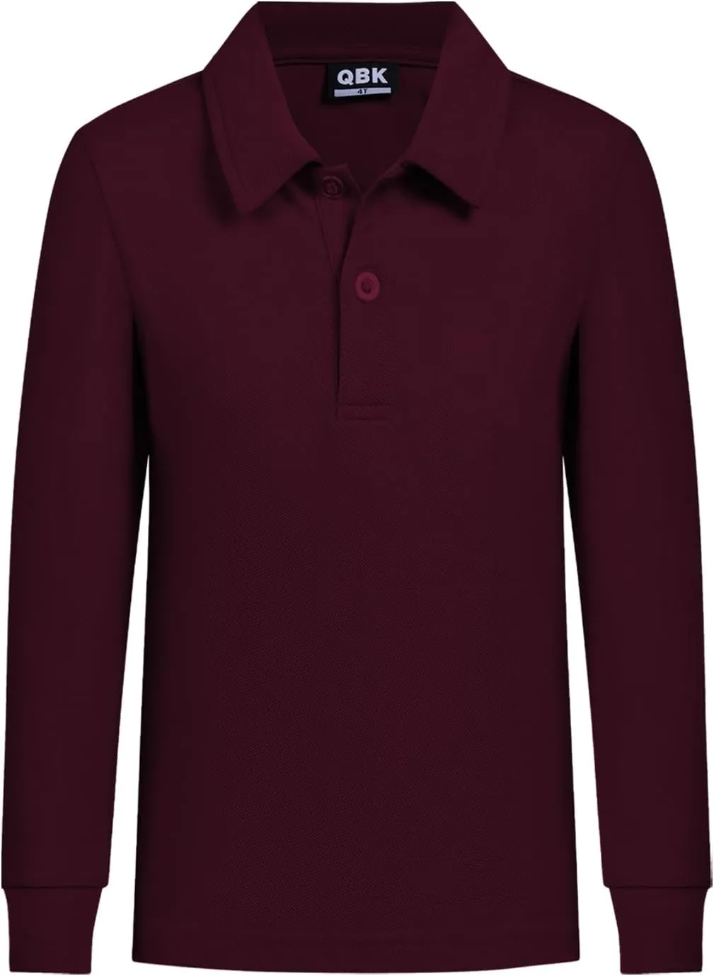 QBK Toddler to Youth Boys' School Uniform Pique Polo Shirts Kids Long Sleeve Collared Golf Shirt