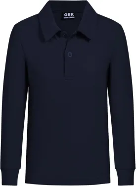 QBK Toddler to Youth Boys' School Uniform Pique Polo Shirts Kids Long Sleeve Collared Golf Shirt