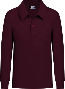 QBK Toddler to Youth Boys' School Uniform Pique Polo Shirts Kids Long Sleeve Collared Golf Shirt