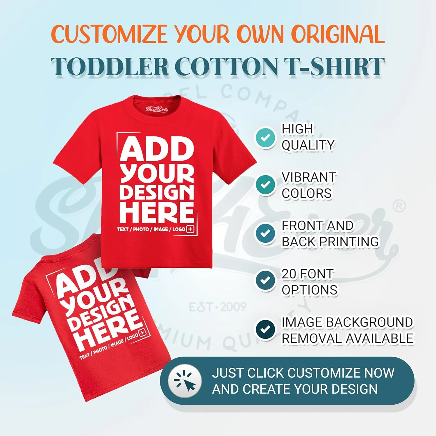 shop4ever Personalized Custom Design Your Own Toddler Cotton T-Shirt