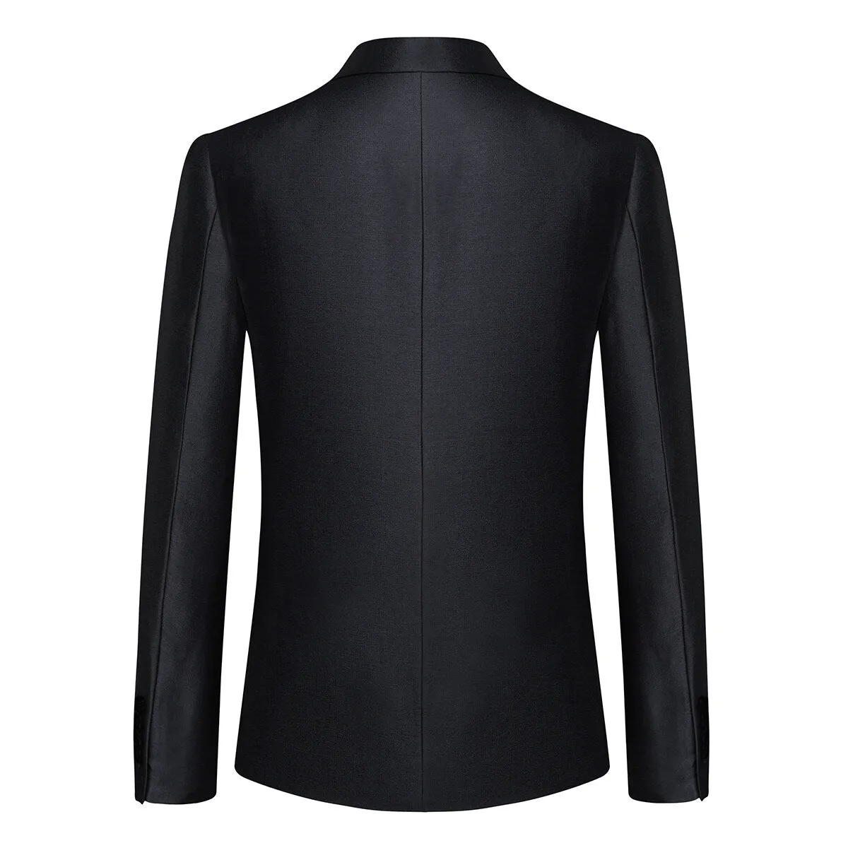 Slim Fit 2 Piece Suit 2 Button Formal Business Wedding Solid Suits Bright Black