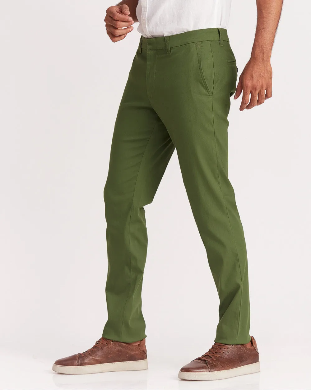 Slim Fit Luxe Chinos - Chive Green