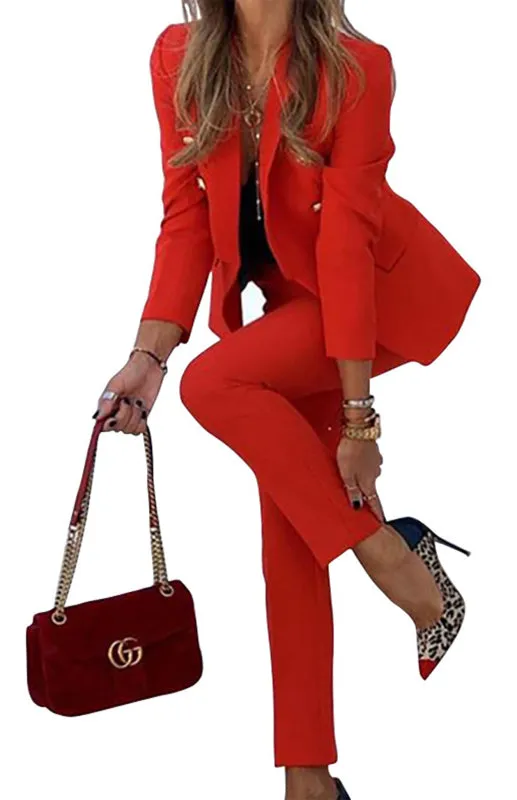 Solid Color Fashion Two-Piece Suit