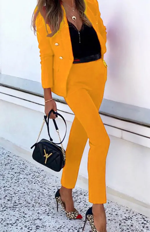 Solid Color Fashion Two-Piece Suit