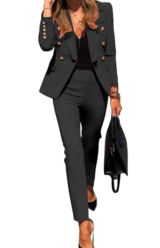 Solid Color Fashion Two-Piece Suit