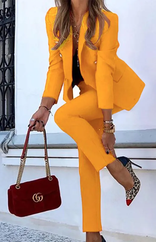 Solid Color Fashion Two-Piece Suit